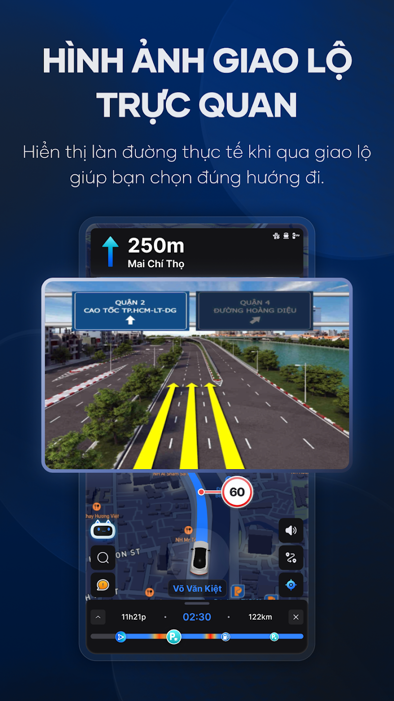 Giao diện Vietmap Live Pro trên Apple CarPlay - dẫn đường giao lộ trực quan trên màn hình xe